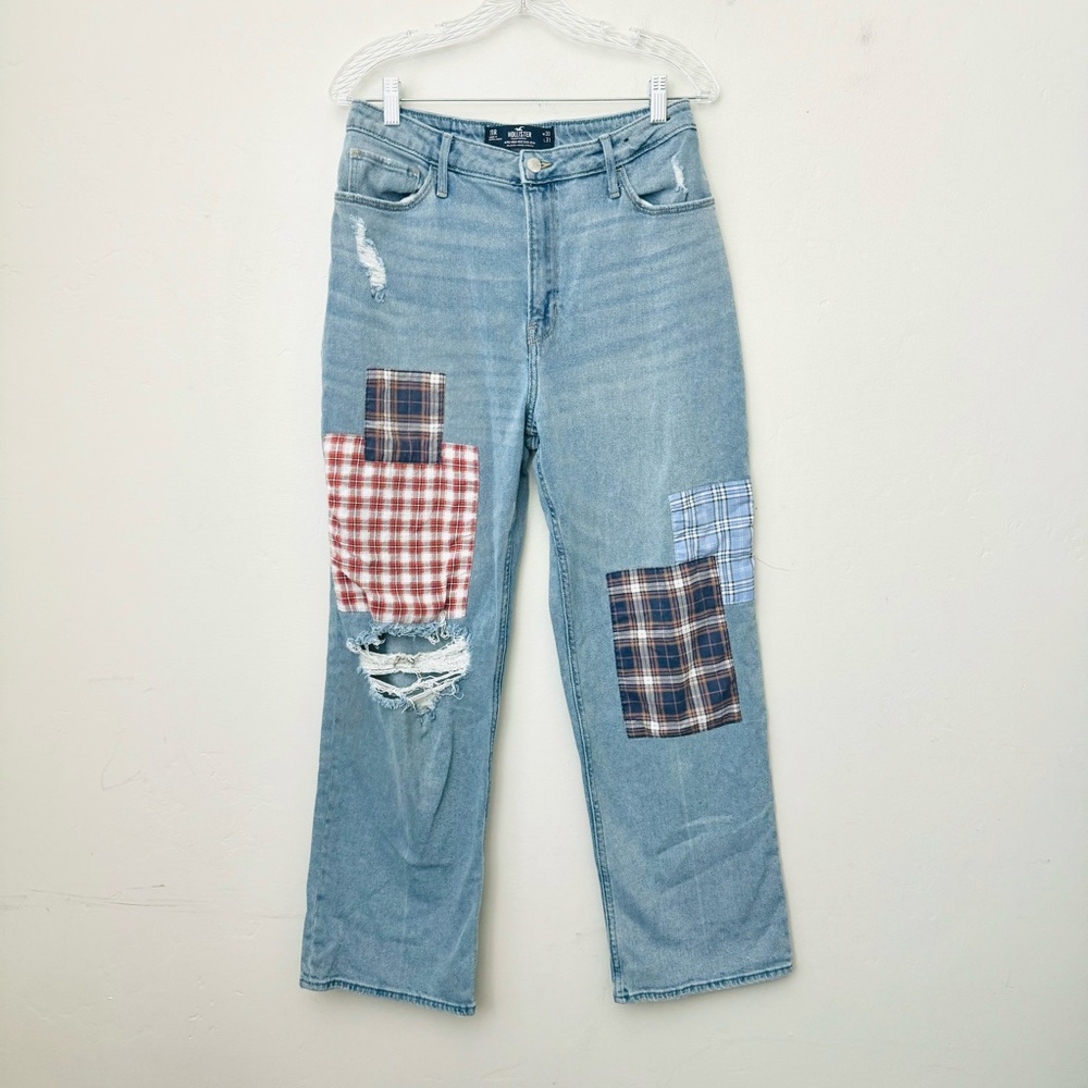 Hollister ultra high rise dad jean vintage stretch patchwork streetwear size 30